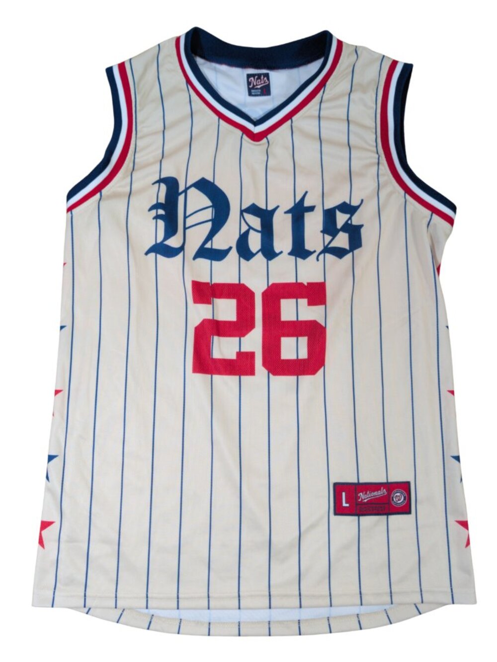 Washington Nationals Basketball Jersey SGA 6/23/2026 Cream Pinstripe Nats Size L